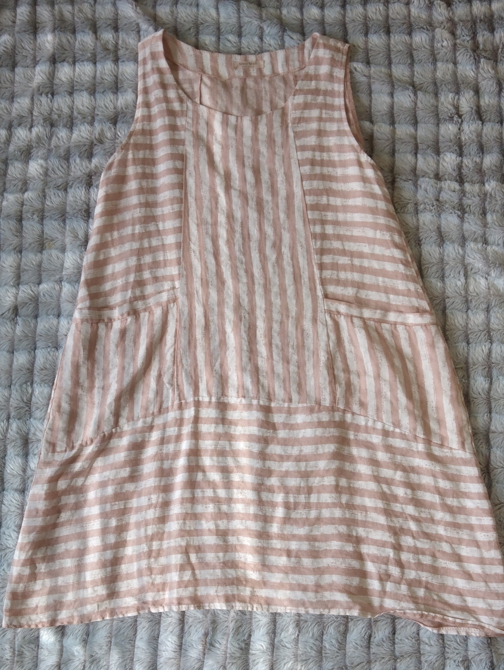 Sleeveless Striped Maxi Dress in Light Blush